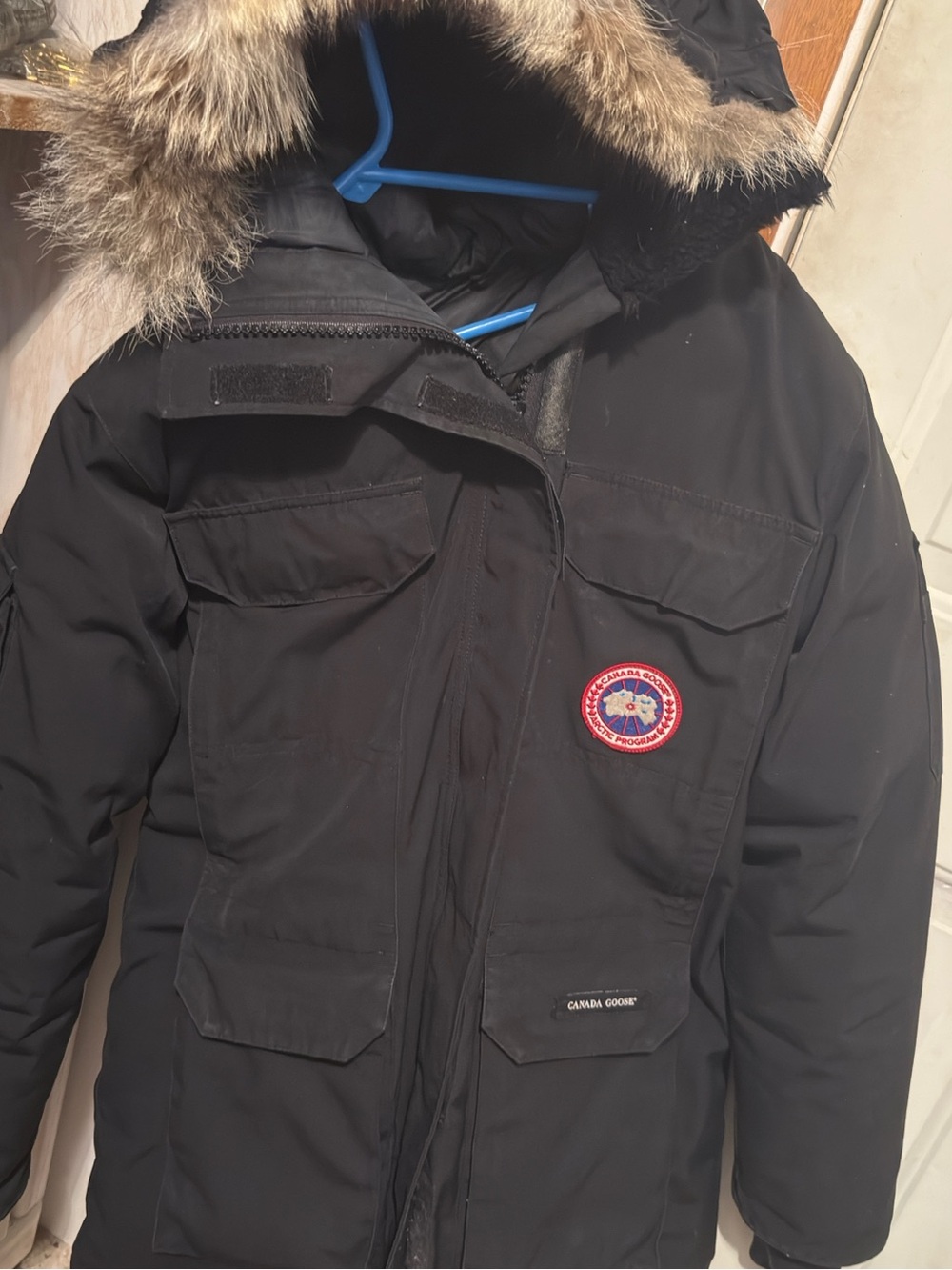 Canada Goose Black Fur-Trim Hooded Puffer Parka
